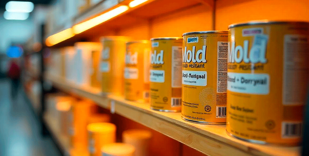 Cans of mold-resistant paint for humid Florida homes