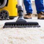 Professional carpet cleaning service with industrial equipment